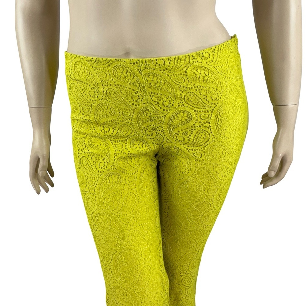By Anthropologie Flared Lace Pants Yellow Bell Bottom Size 12 - Picture 3 of 8